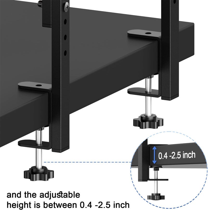 OUTIOE 2-Tier Desk Shelf, Expandable Under Desk Storage, Clamp on Desk Shelf, Desktop Accessories for Offices, Study Rooms, and Game Rooms (Wood) - Image 5